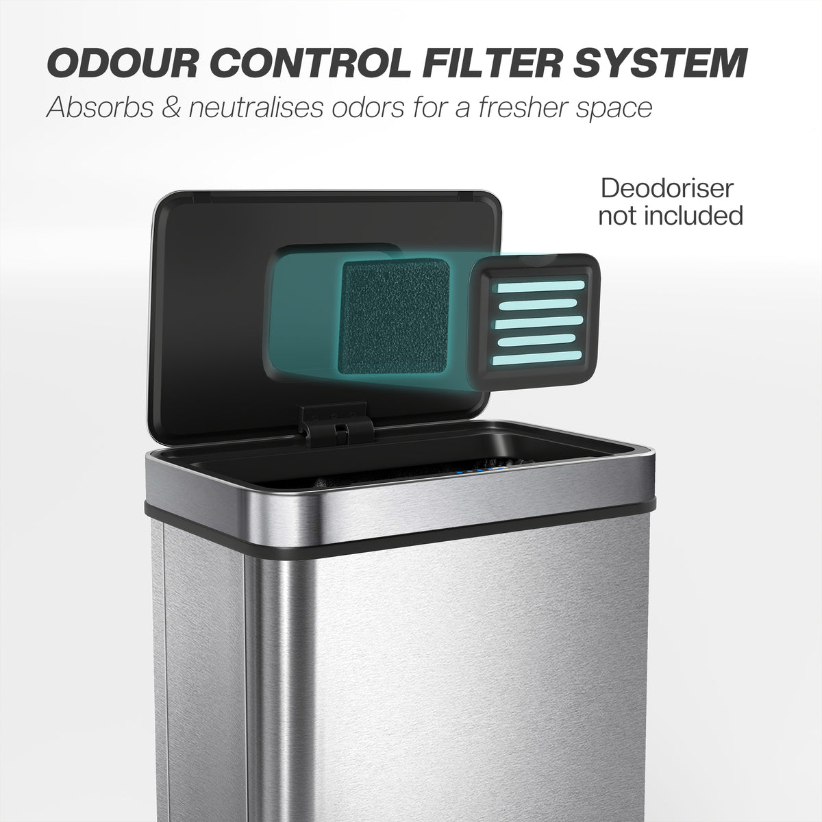 HOMCOM 60 L Sensor Can, Sensor Bin with Soft-Close Lid, Fingerprint-Proof Stainless Steel, Silver Tone