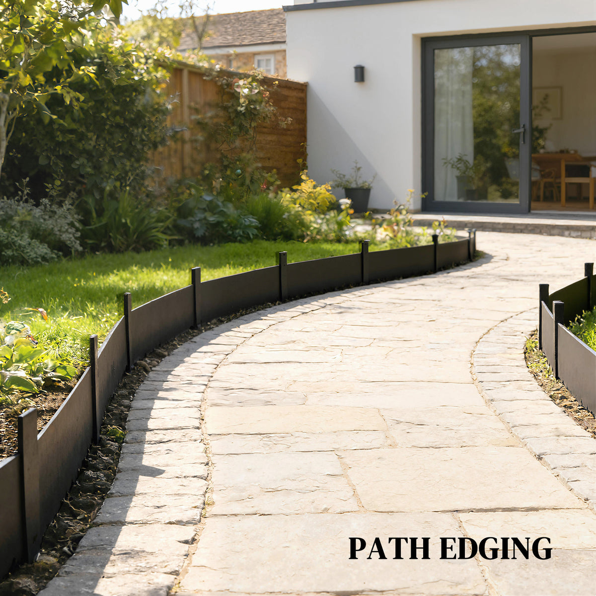 Outsunny 5pcs Garden Fence, Metal Picket Fence Panels, 102x20cm, Black
