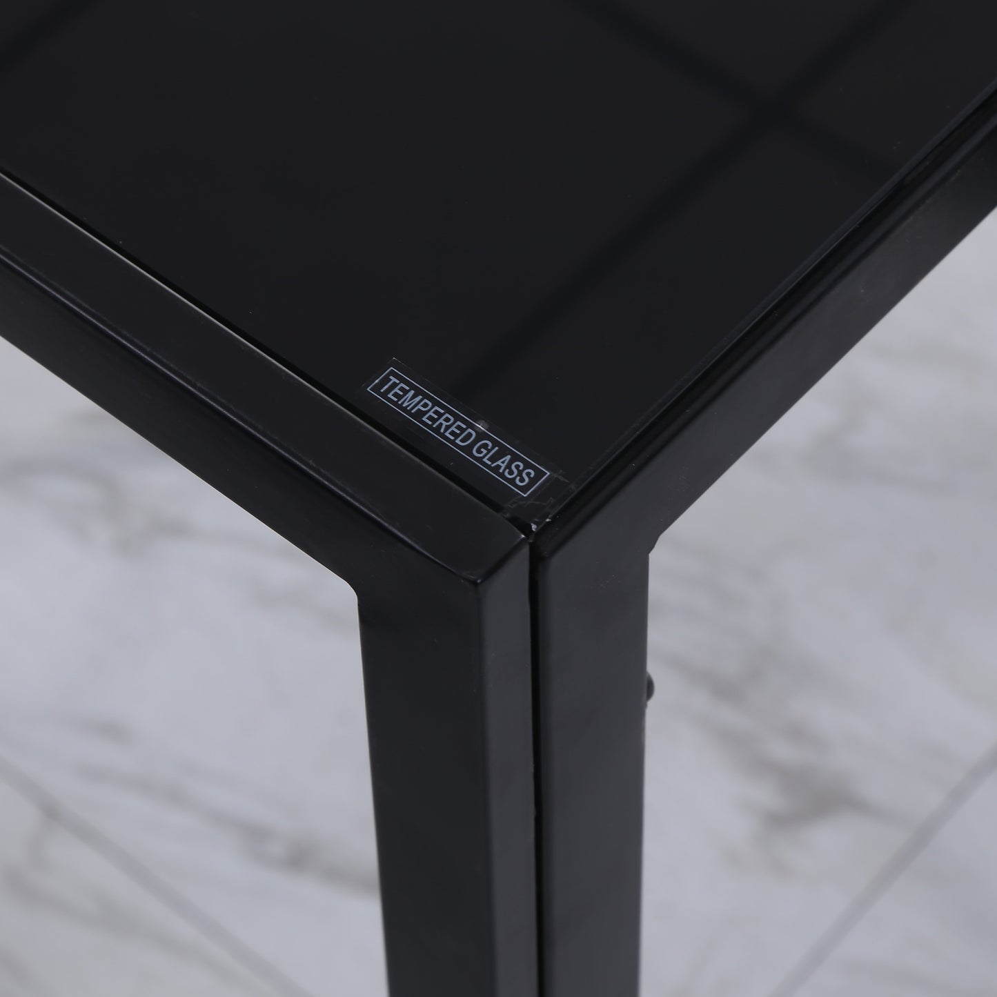 HOMCOM 120cm Dining Table, Rectangle 4 Seater Kitchen Table with Tempered Glass Top and Metal Legs for Dining Room, Living Room (Chairs Not Included), Black