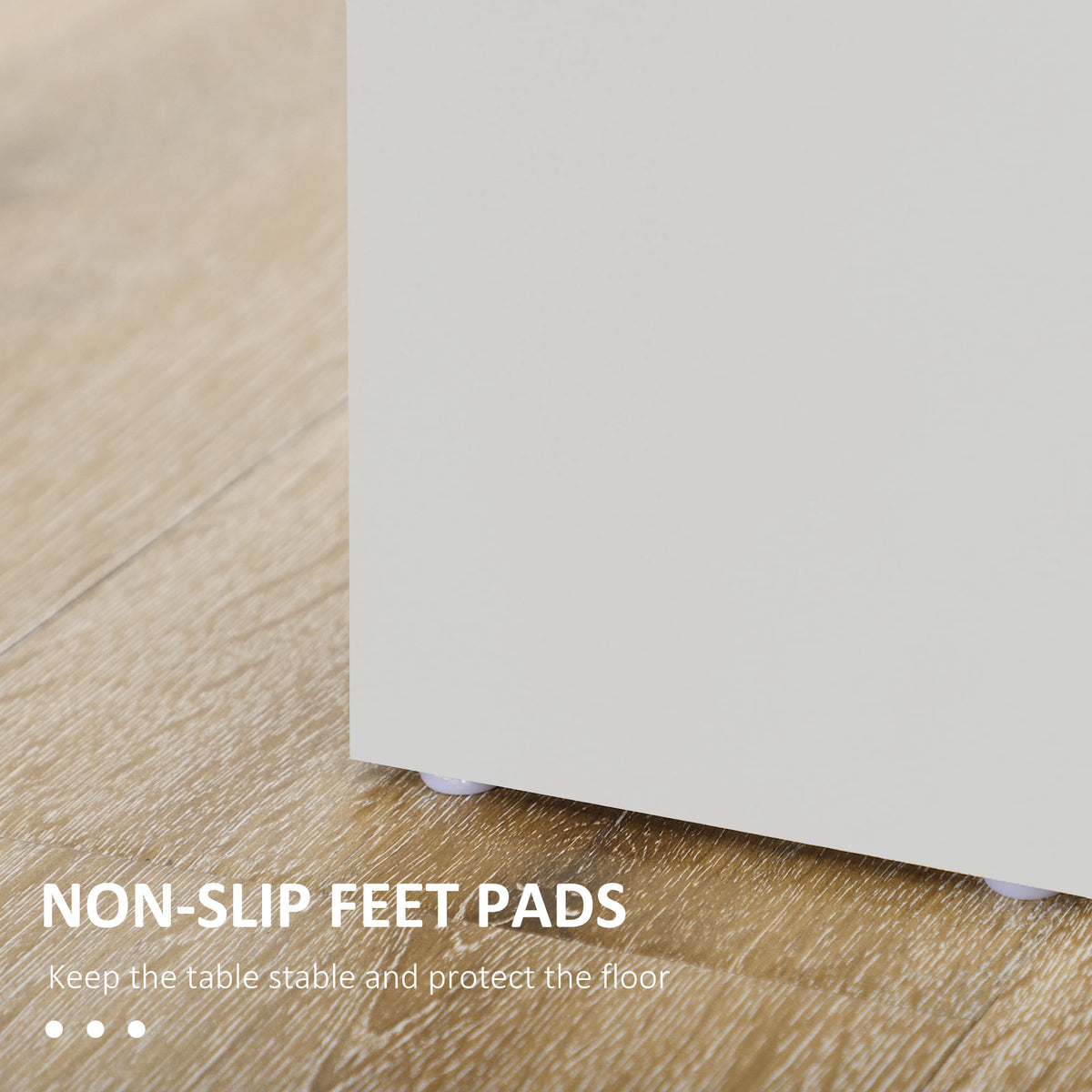 Dining table white leg with a non-slip floor pad underneath