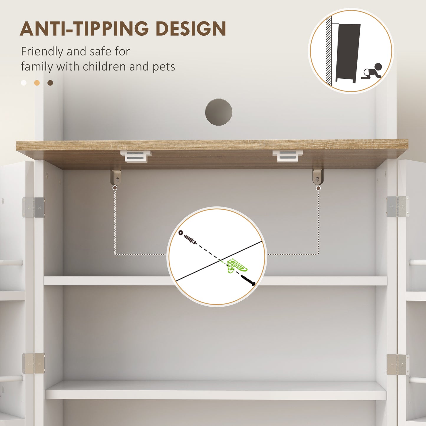 HOMCOM Two-Part Kitchen Storage Cabinet - White
