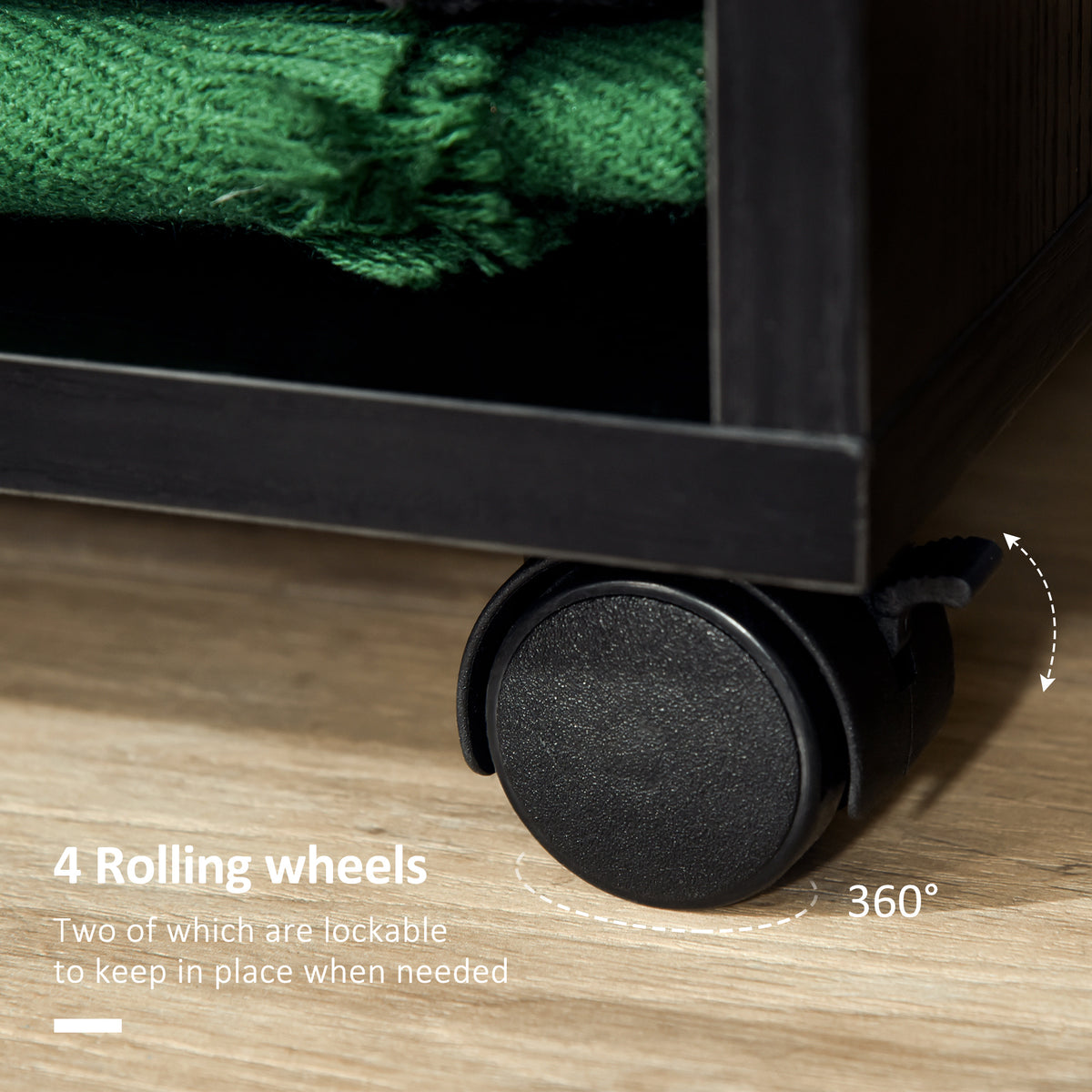 Wardrobe caster wheel with a locking brake