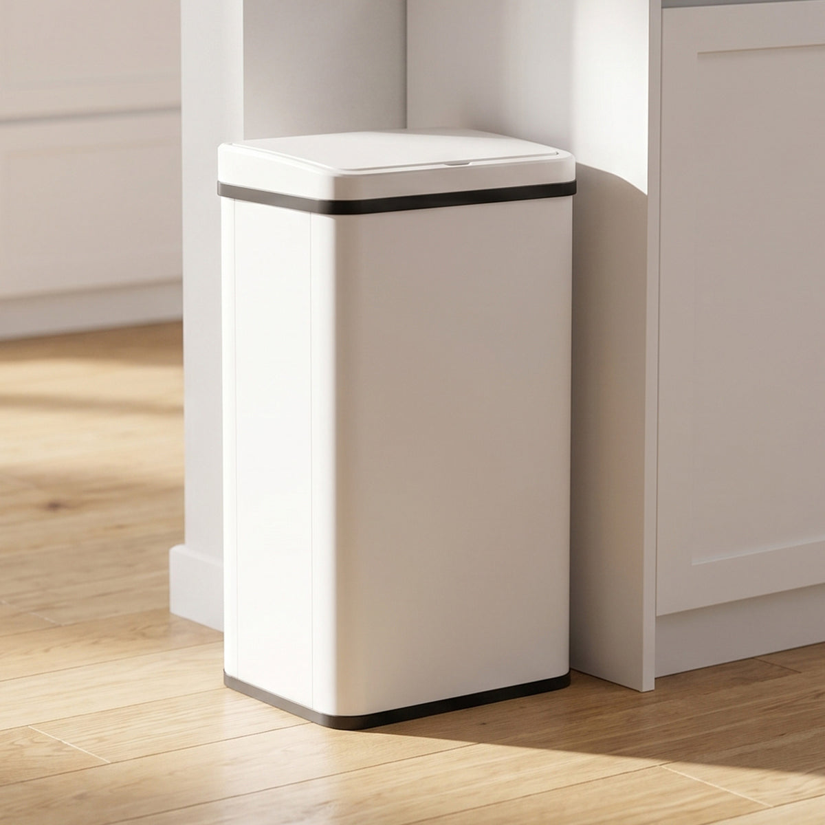 HOMCOM 50L Sensor Bin with Soft-Close Lid, Stainless Steel Automatic Touchless Motion Sensor Kitchen Bin, White