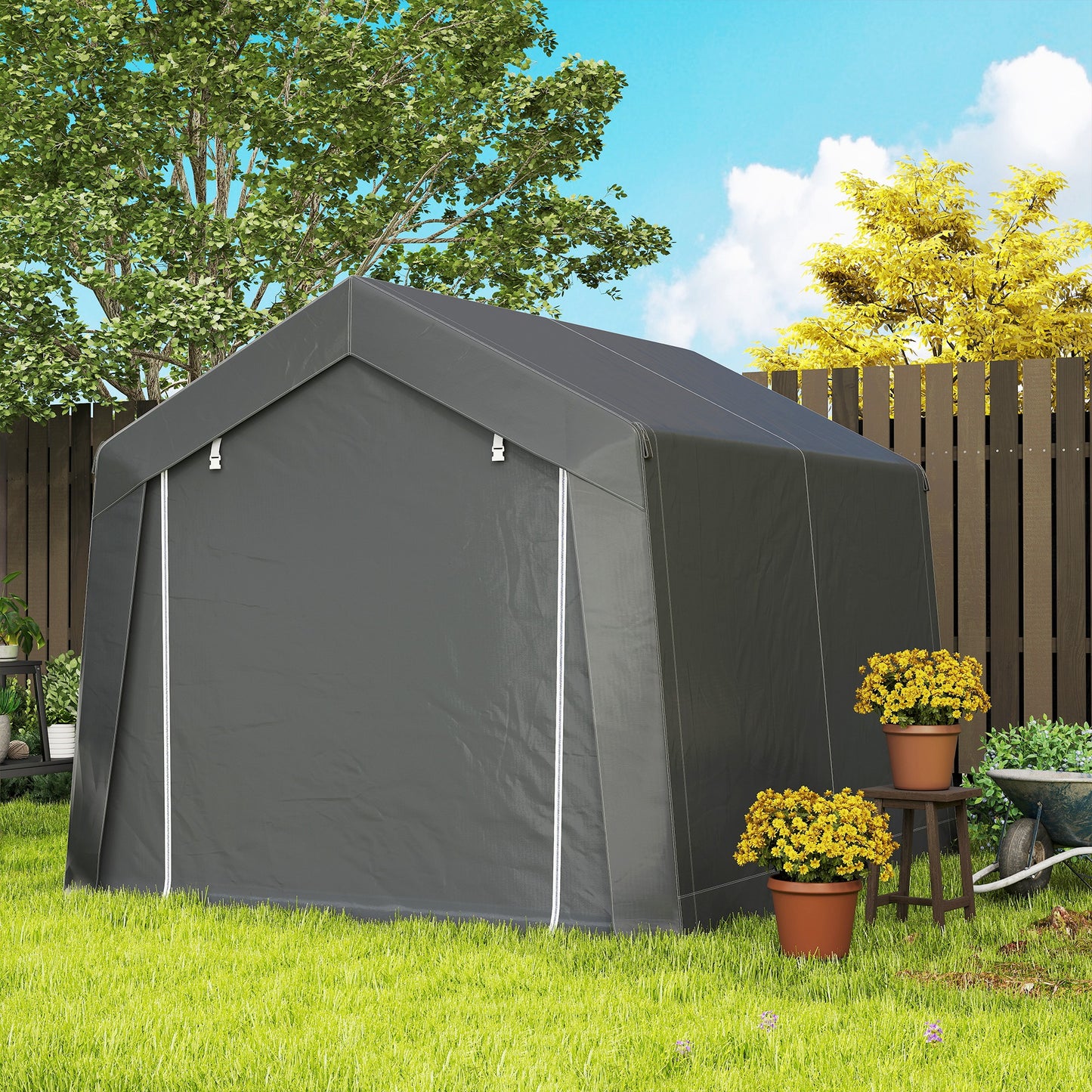 Outsunny 3.6 x 2.1m Portable Outdoor Shed, with Window - Dark Grey