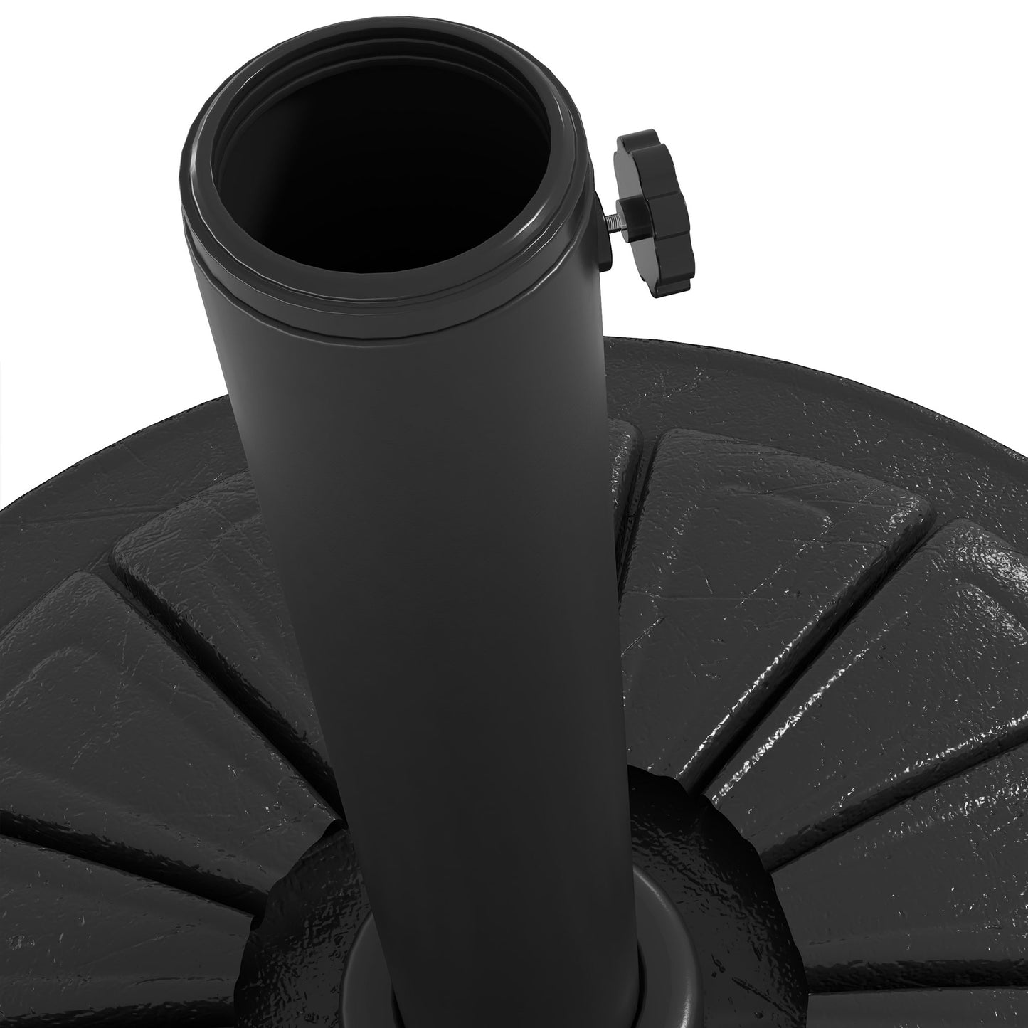 Outsunny Umbrella Base, Heavy Duty Concrete Base Holder with Steel Pole, Round Parasol Stand for Patio, Outdoor, Garden, Black