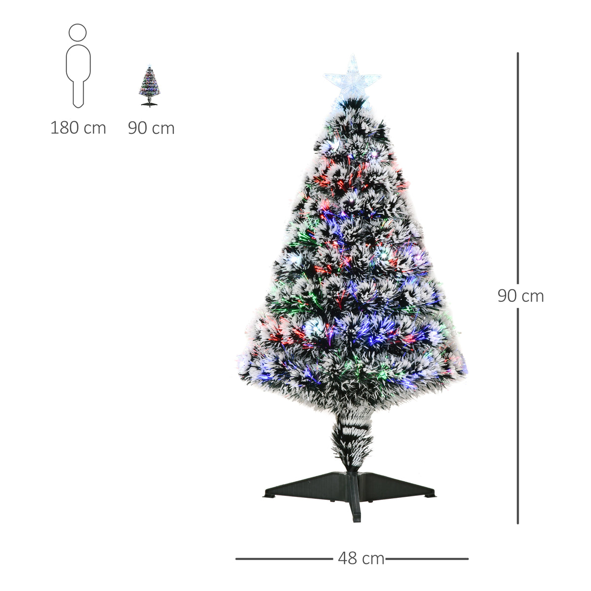 HOMCOM artificial Christmas tree, 90 cm tall and 48 cm wide, with multicolor lights