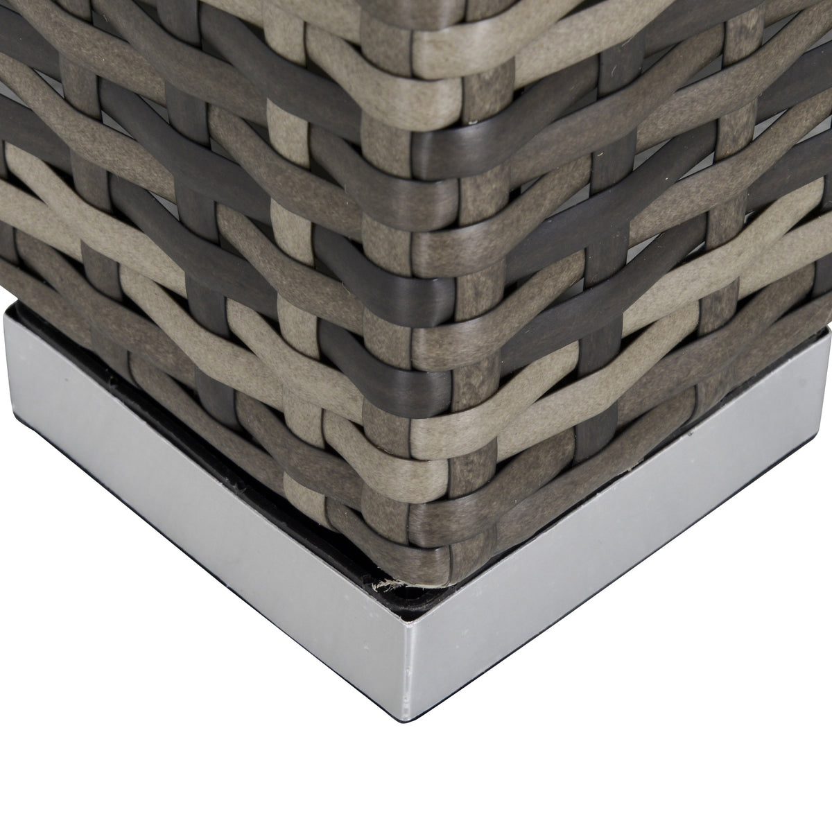 Outsunny chair base detail with woven grey rattan and metal foot