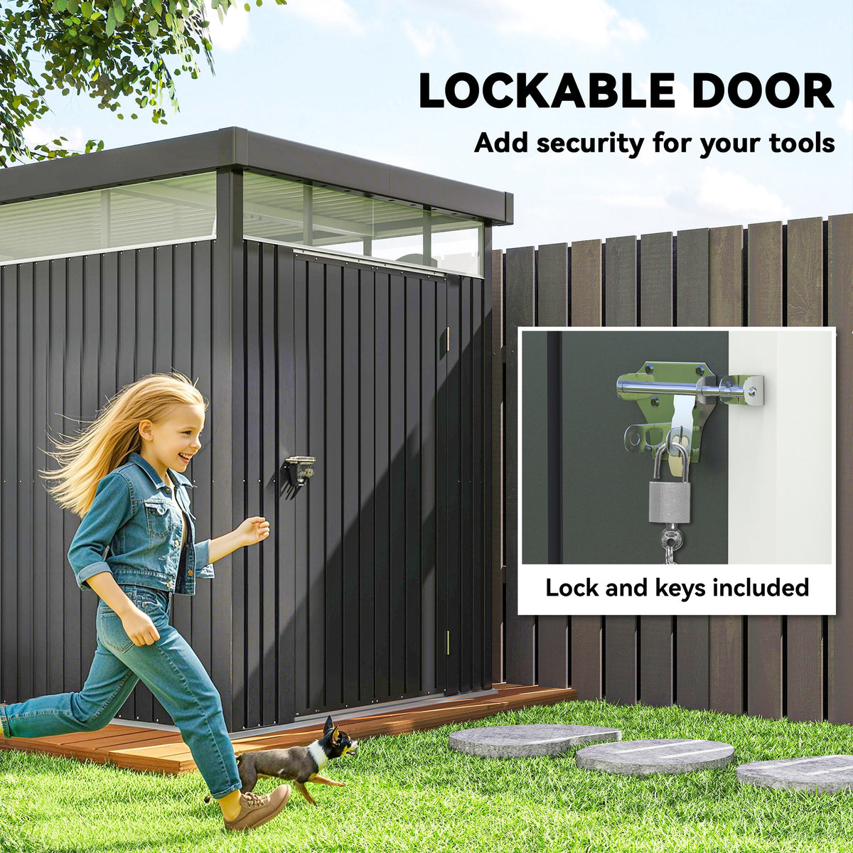 Outsunny garden shed with lockable door and included lock and keys