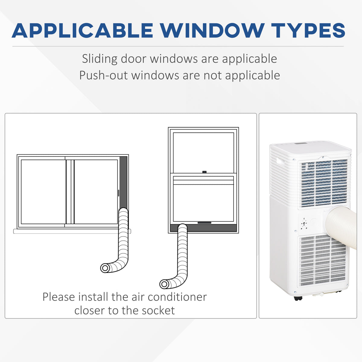 HOMCOM 9000 BTU Portable Air Conditioner for Cooling Dehumidifier Fan, Air Conditioning Unit, with Remote, 24H Timer, Window Mount Kit, R290, A Energy Efficiency