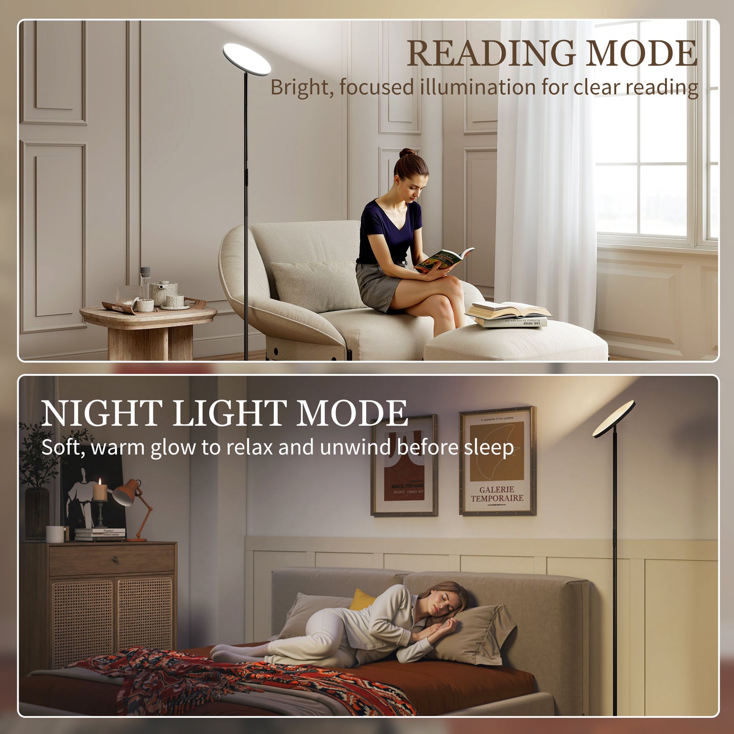 HOMCOM RGB Uplighter Floor Lamp, Tall Dimmable Standing Lamp with Remote & Touch Control, 350° Rotatable Head for Living Room Bedroom, 2700K-6000K Colour Temperatures, Black
