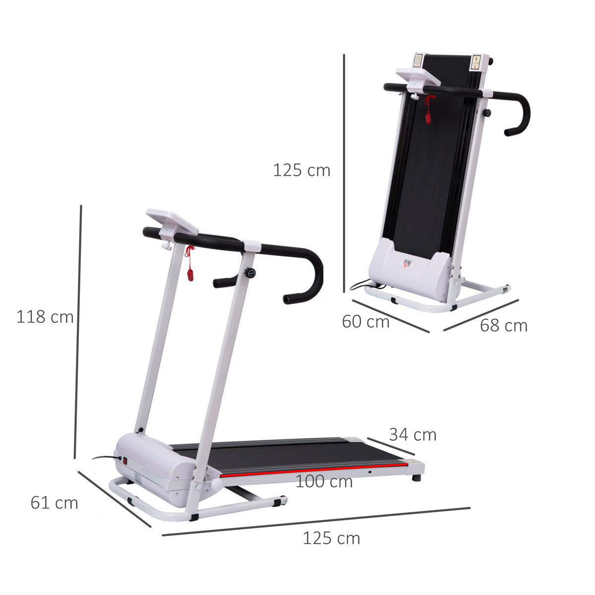 HOMCOM Folding Treadmill with Incline, Walking Pad Treadmill for Home, 1-10km/h Under Desk Running Machine with LCD Display and Wheels, No Assembly, White