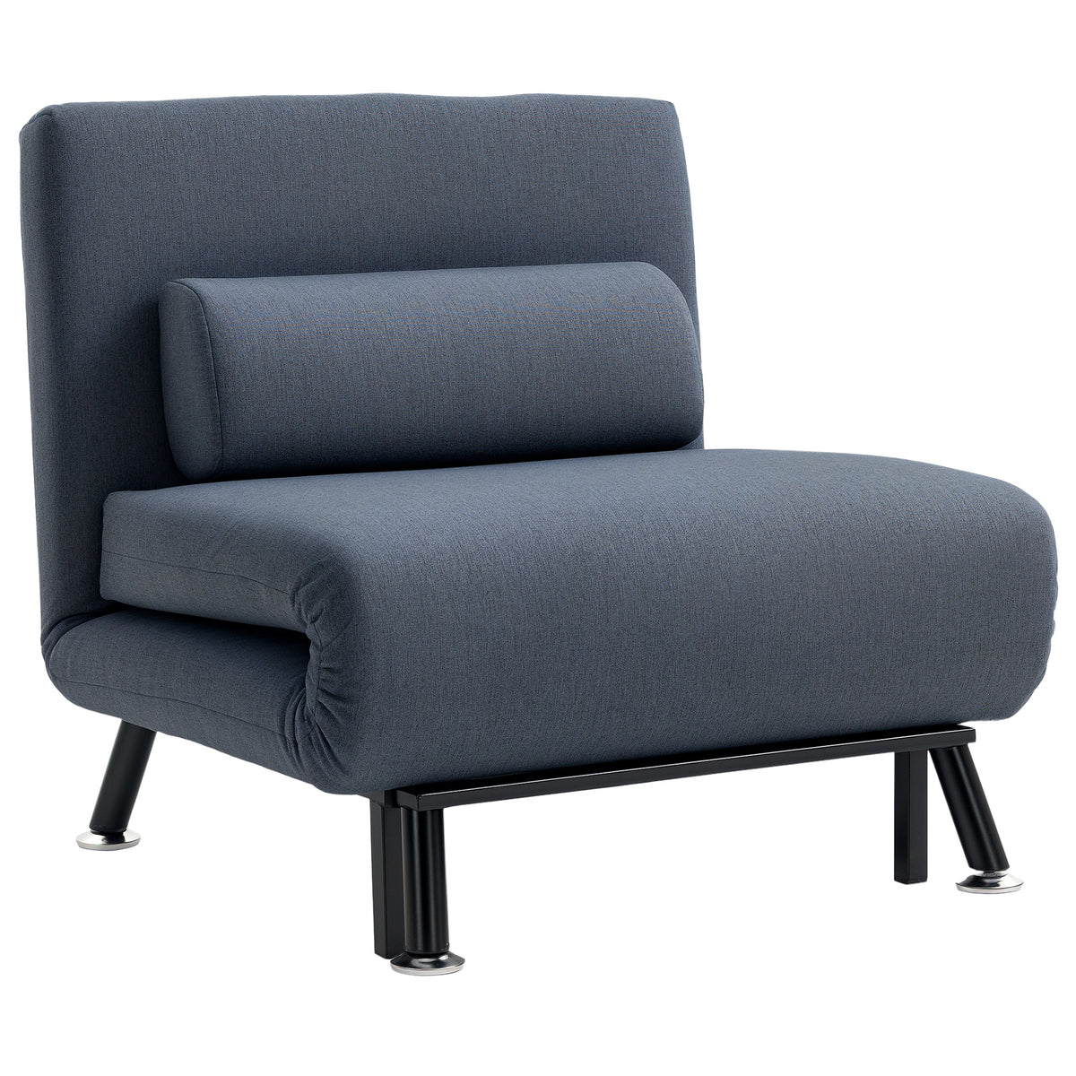 HOMCOM dark gray convertible sleeper chair with padded back cushion and black metal legs