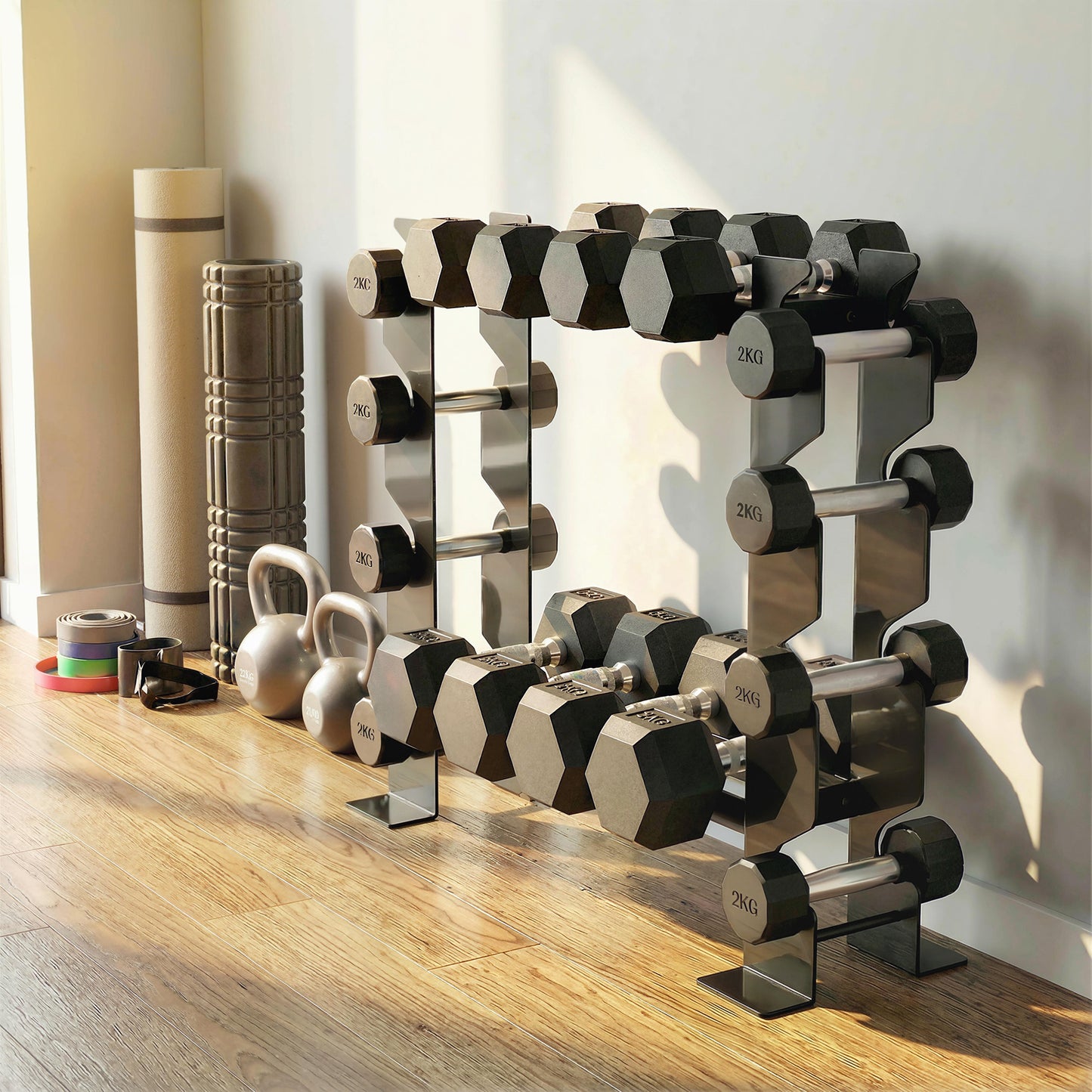 SPORTNOW 4-Tier Dumbbell Rack, Heavy-Duty Weight Rack for Dumbbells, Kettlebells and Multiple Balls, 200 KG Capacity, Black