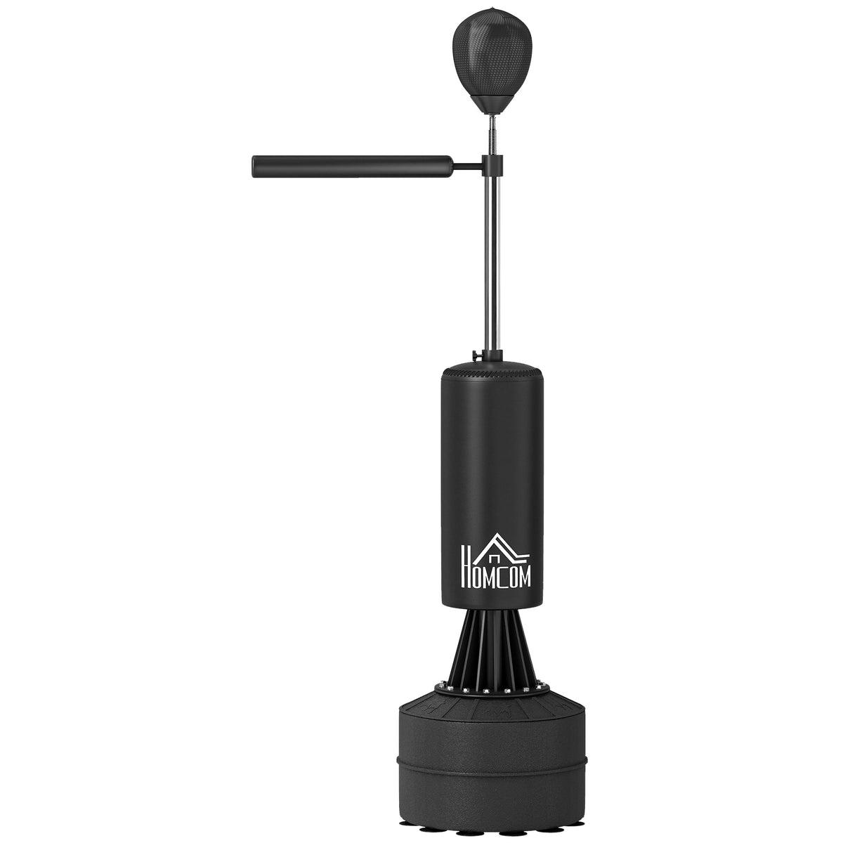 HOMCOM freestanding black boxing stand with speed ball, padded bag, arm and base