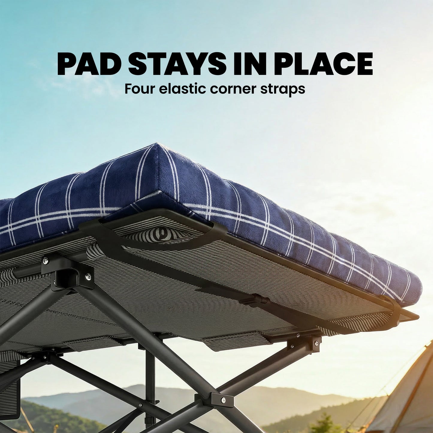 Outsunny Camping Cot with Soft Pad, 80cm Extra Wide Folding Cots with Side Pocket and Carry Bag, Blue