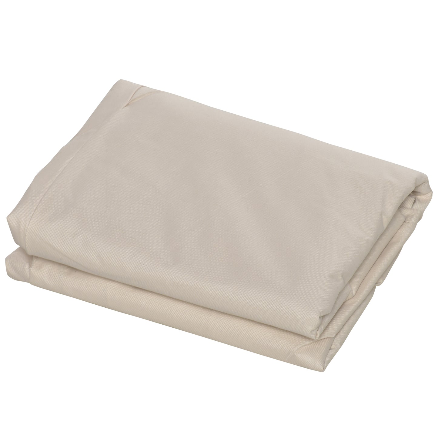 Folded beige outdoor sofa cover