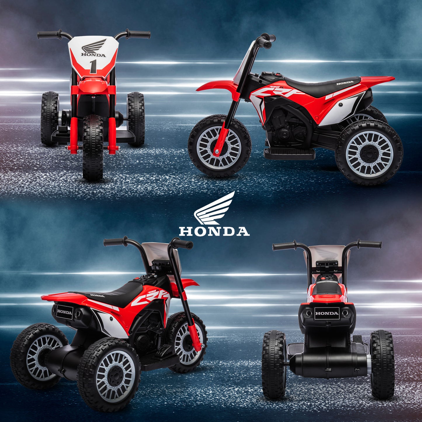 HOMCOM 6V Kids Motorbike, Three-Wheel Kids Electric Motorbike with Horn, Startup Sound for Ages 18-36 Months - Red