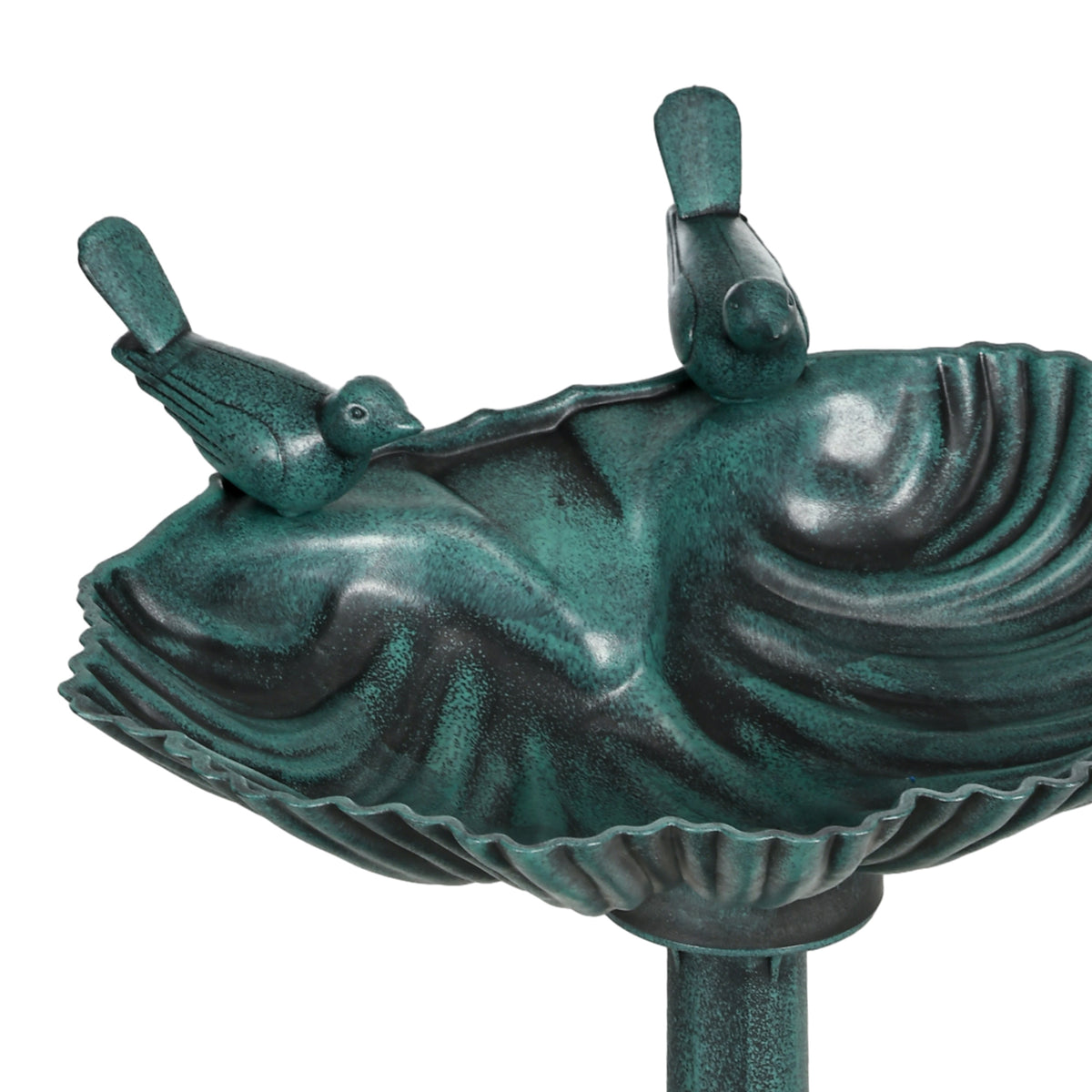Outsunny 81cm Tall Bird Bath with 2 Decorative Birds, Vintage Style Birdbath with Flower Planter Base, Bird Bath Bowl for Garden, Green