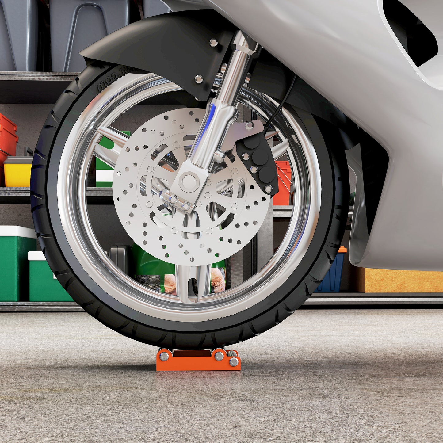 HOMCOM Motorcycle Wheel Cleaning Roller Stand with Steel Frame, Aluminium Rollers, Motorcycle Maintenance Stand for Tyre Cleaning and Chain Lubrication, Fit Tyre Width < 180mm, Bikes < 485lb, Orange