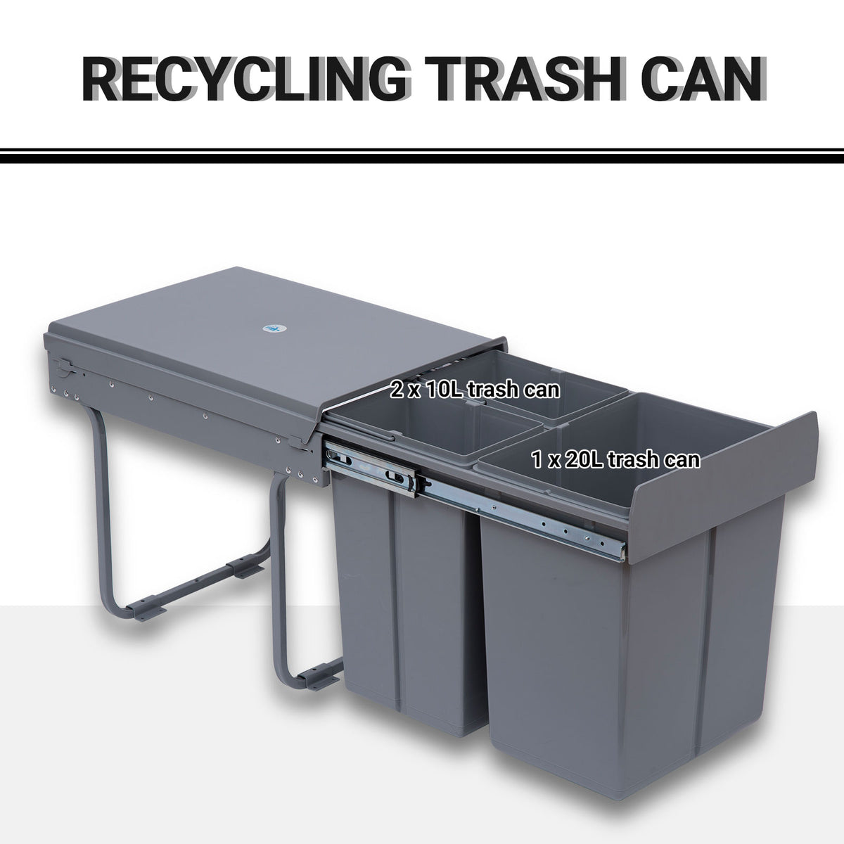 HOMCOM recycling bin with two 10L buckets and one 20L bucket pulled out