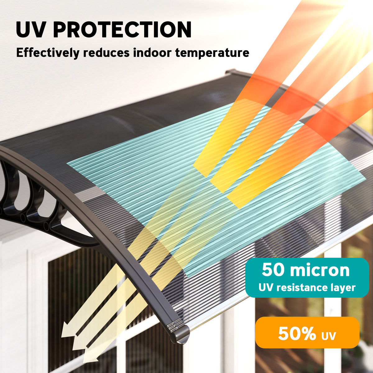 Outsunny black polycarbonate canopy with a highlighted UV-resistant panel layer