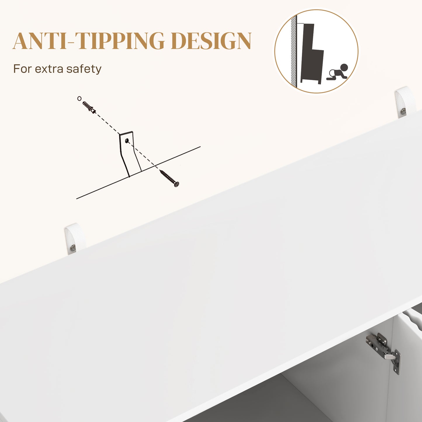 HOMCOM Sideboard Buffet Cabinet, Modern Kitchen Storage Cabinet with Adjustable Shelves and Metal Legs, White