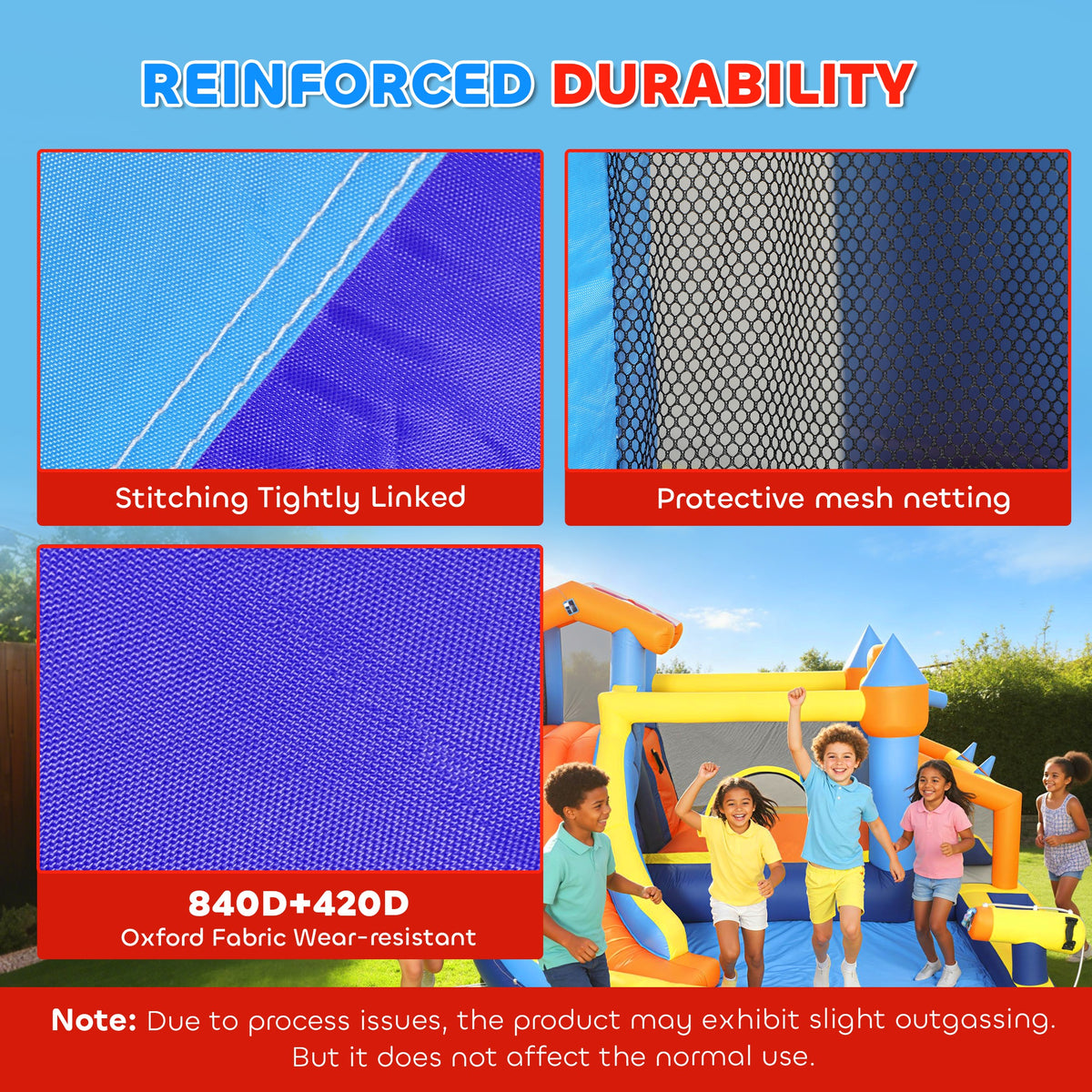 AIYAPLAY Bouncy Castle for Kids, Inflatable Bounce House with Long Slide, Splash Pool and 550W Blower for Indoor Outdoor