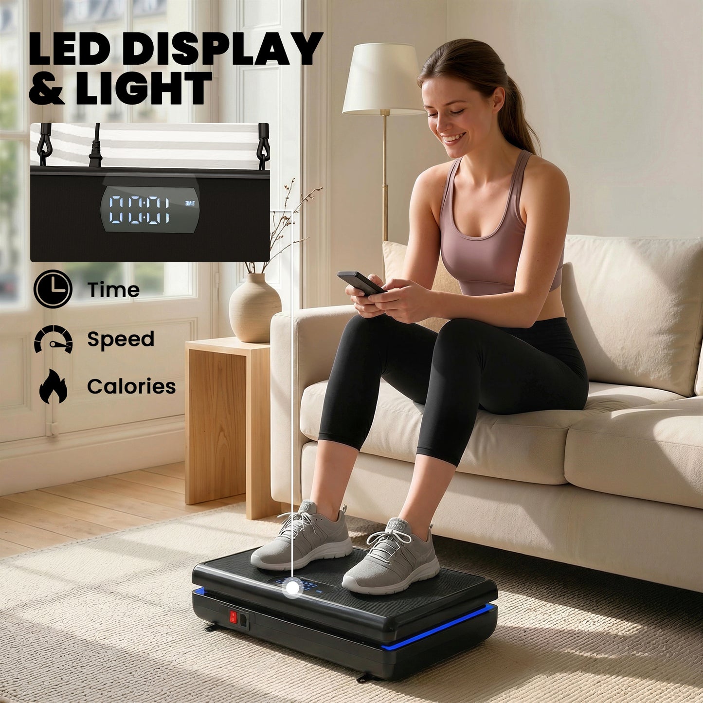 SPORTNOW Vibration Plate Exercise Machine with 120 Speed Levels, 5 Programs, Quiet Vibrating Plate with Resistance Bands