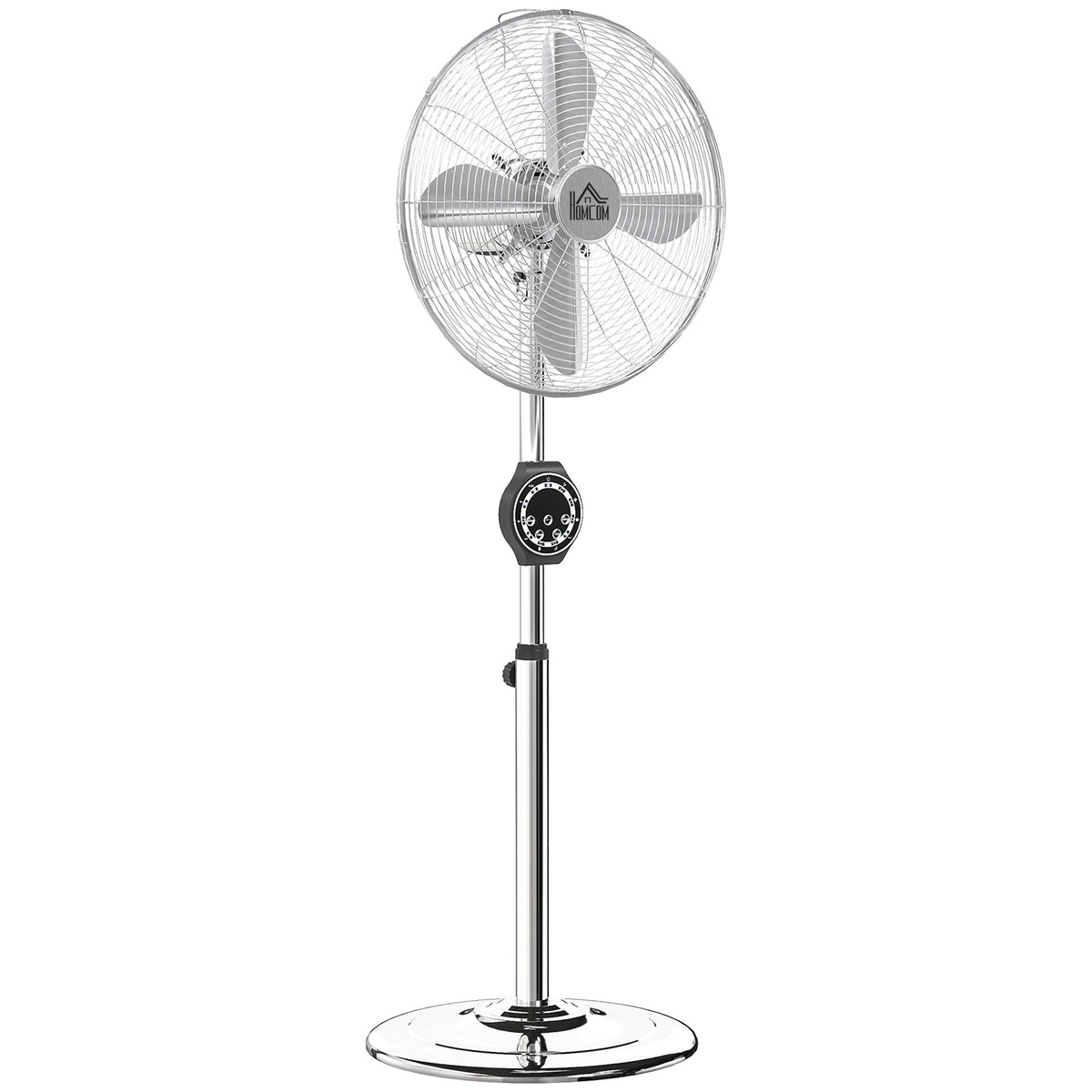 Photo of HOMCOM 16" Metal Pedestal Fan with Oscillating, Adjustable Height - Silver Tone in Tone colour on a white background