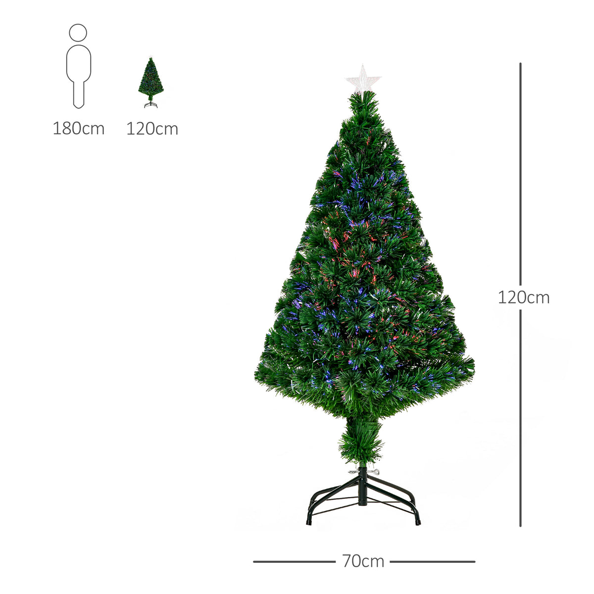 HOMCOM 4-foot pre-lit Christmas tree, 120 cm tall and 70 cm wide