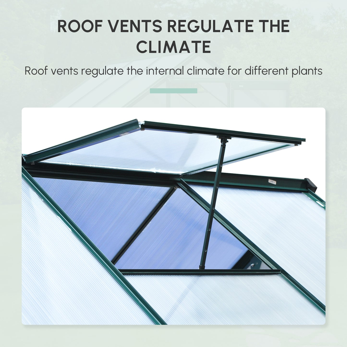 Outsunny 6 x 6ft Polycarbonate Greenhouse, Large Walk-In Green House with Slide Door and Window, Dark Green
