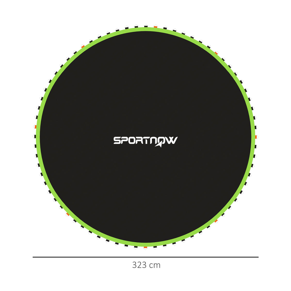 SPORTNOW black replacement trampoline mat with green edge and 72 V-hooks, 323 cm diameter