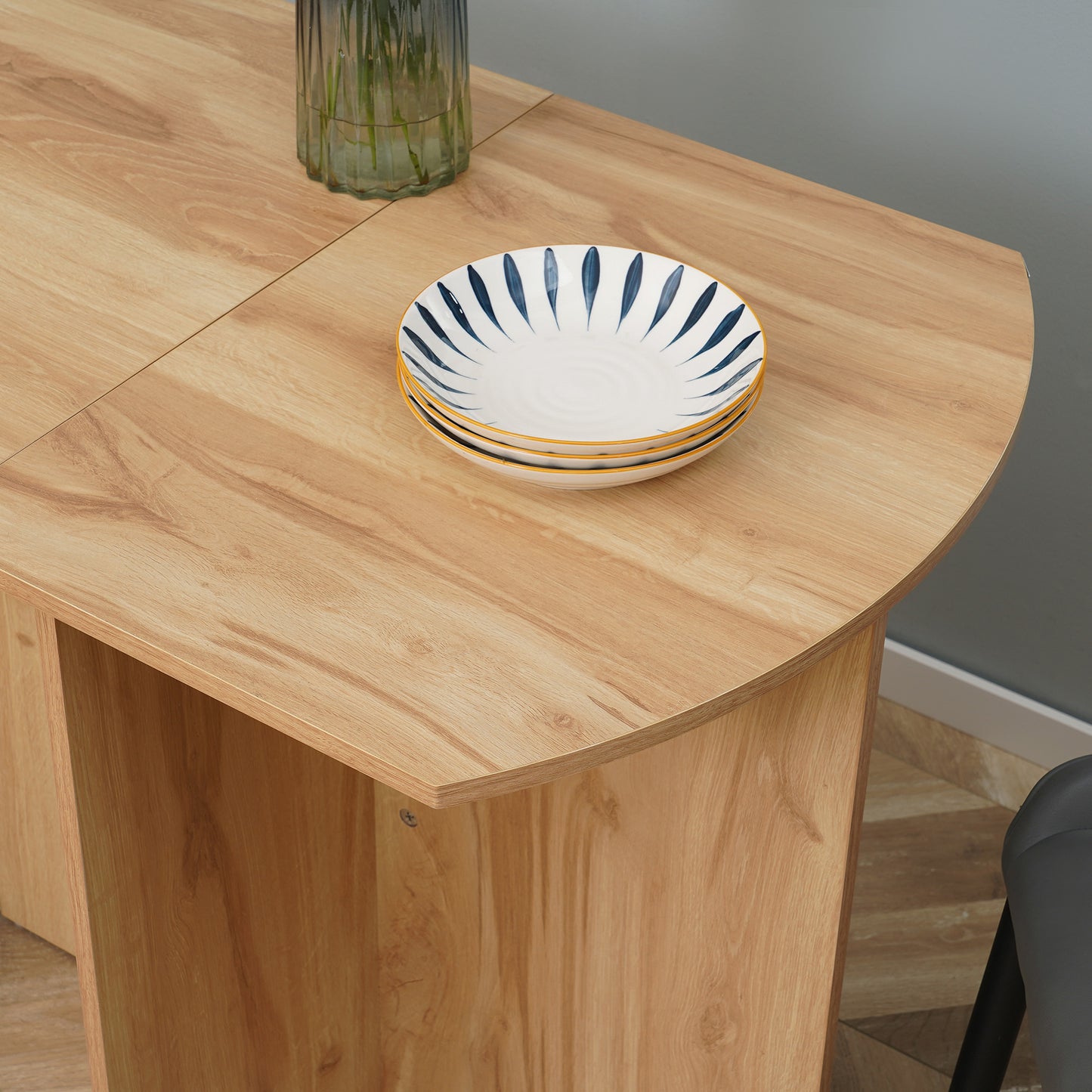 HOMCOM Four-Person Drop Leaf Dining Table - Wood-Effect