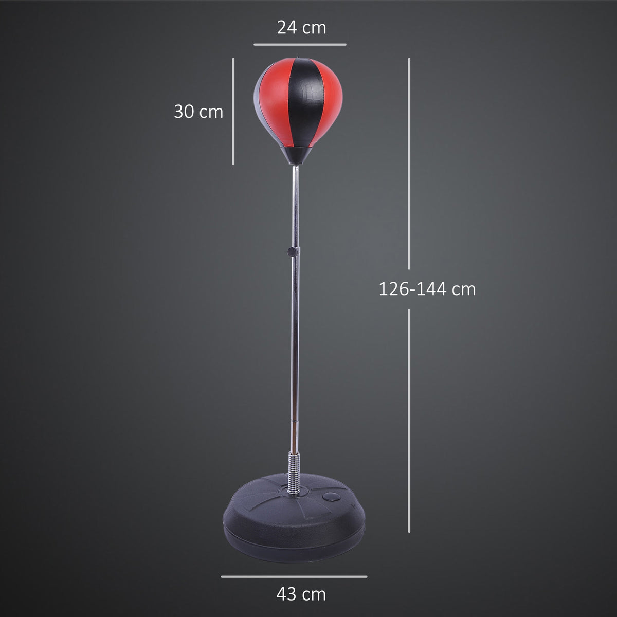 HOMCOM red and black speed bag on an adjustable stand with a round base