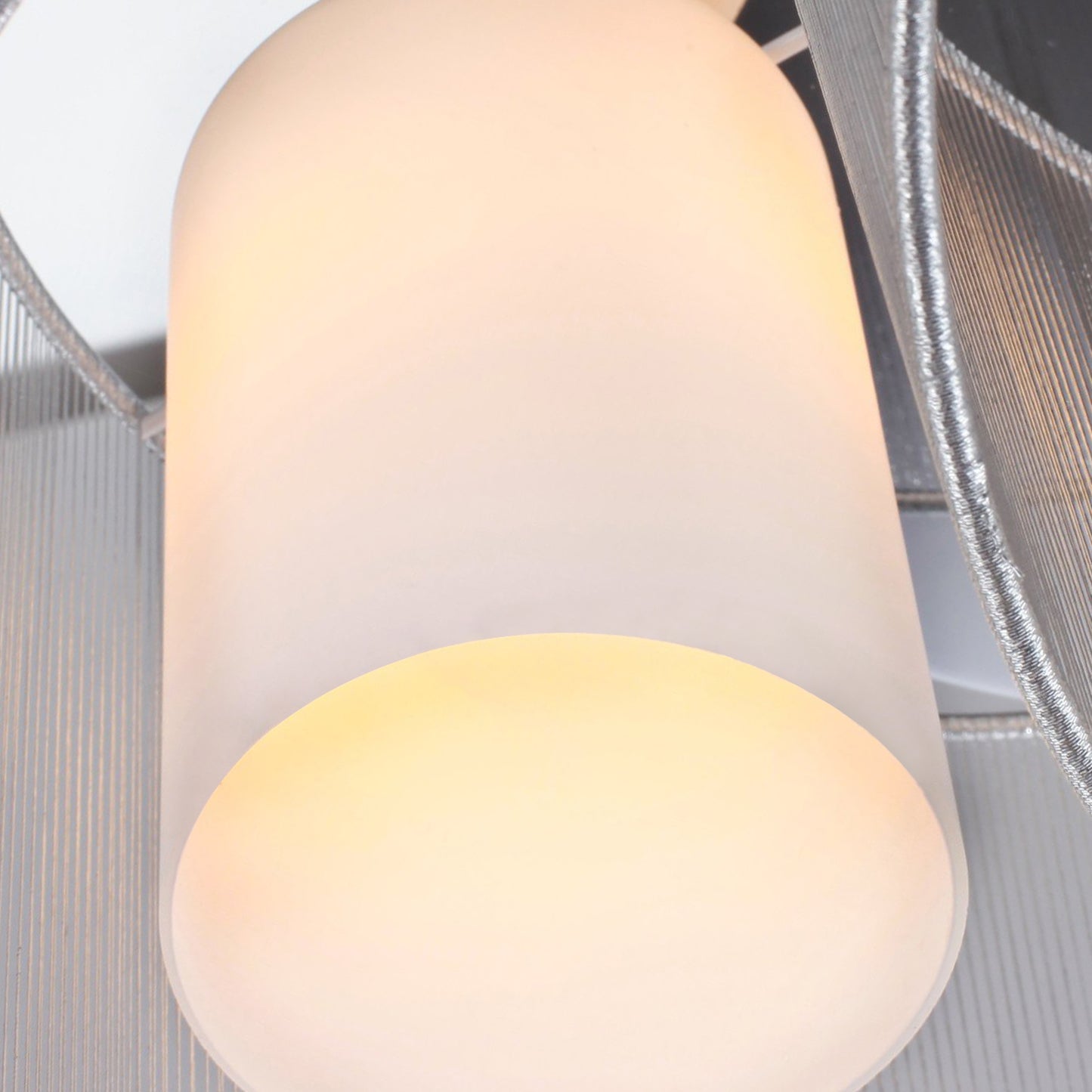 HOMCOM Modern Chandelier, Semi-Flush Mount Ceiling Light with Glass Lampshade, 2 x E27 Bulb Base for Hallway, Dining Room, Living Room, White and Silver