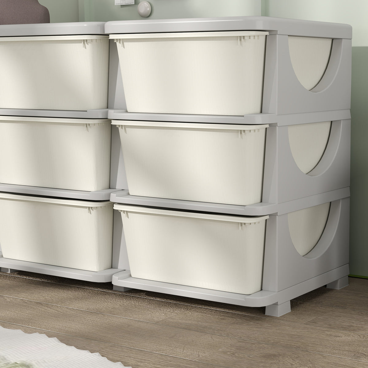 HOMCOM Kids Storage Unit, with Nine Drawers - Cream