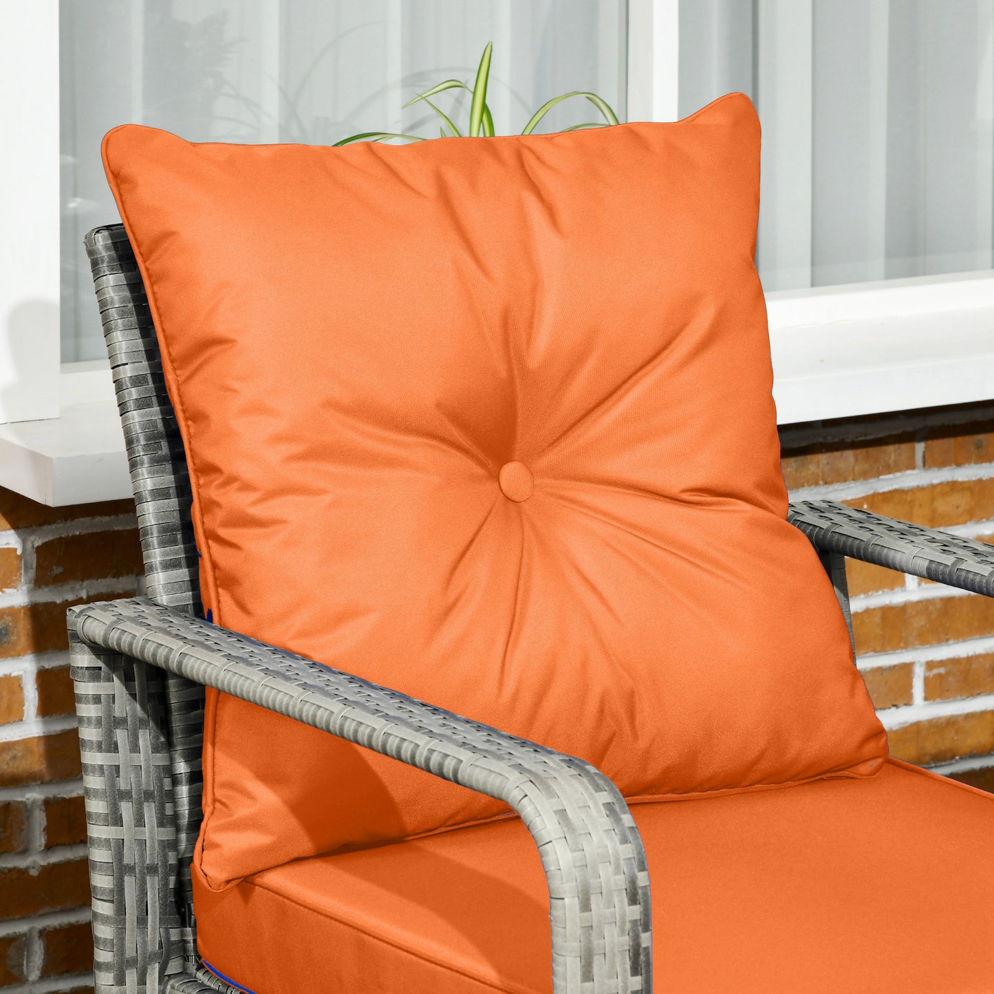 Outsunny 3 Pieces Rattan Bistro Set, Wicker Garden Furniture Set with 72 L Storage Coffee Table and Chairs, Orange