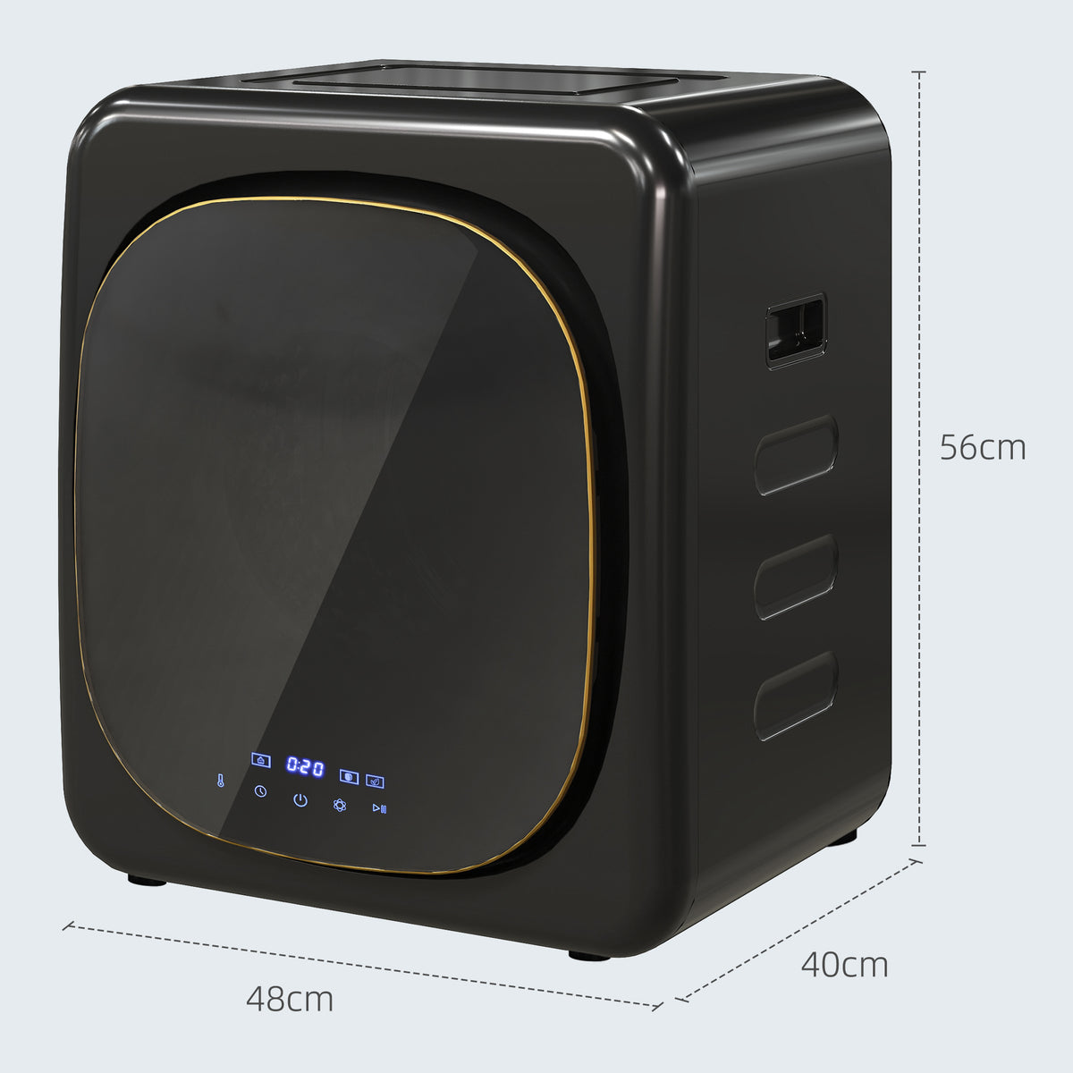 HOMCOM 2.5 kg Compact Tumble Dryer, with UV Sterilisation - Black