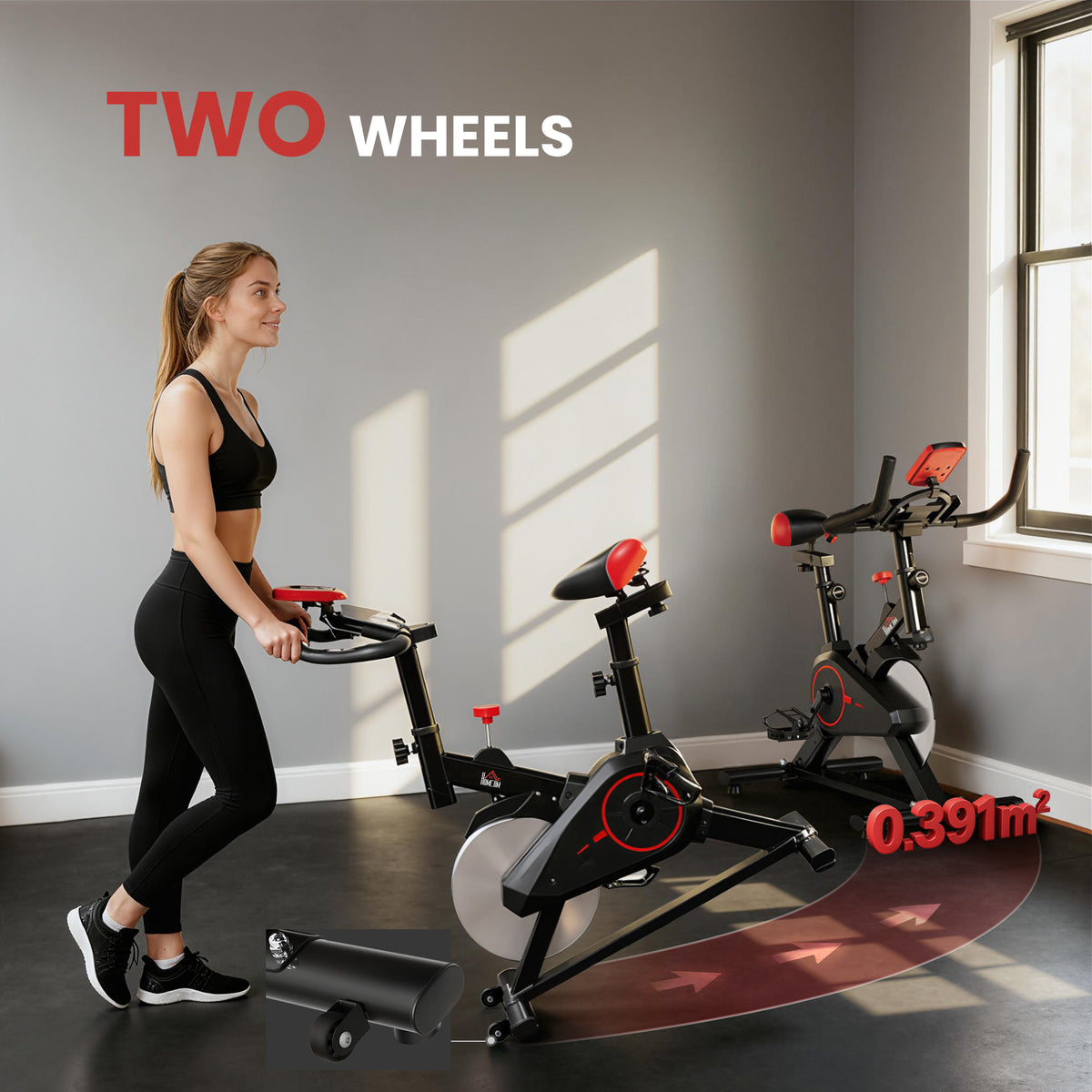 HOMCOM Indoor Upright Exercise Bike Machine, with Adjustable Seat, Resistance, Handlebar, LCD Display