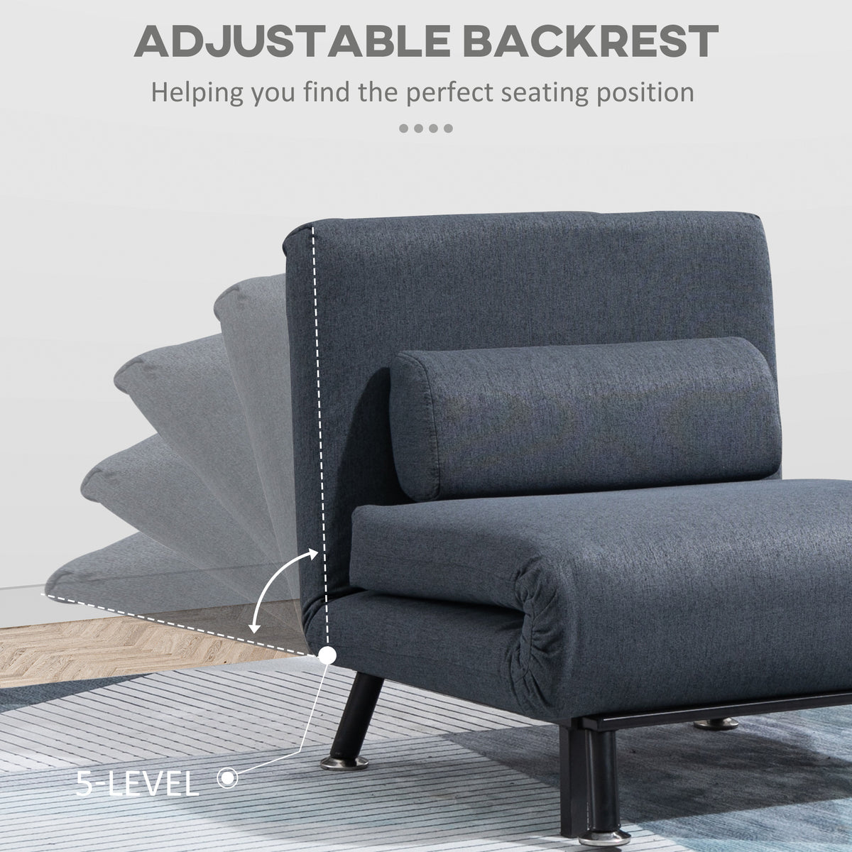 HOMCOM sleeper chair with five-position adjustable backrest