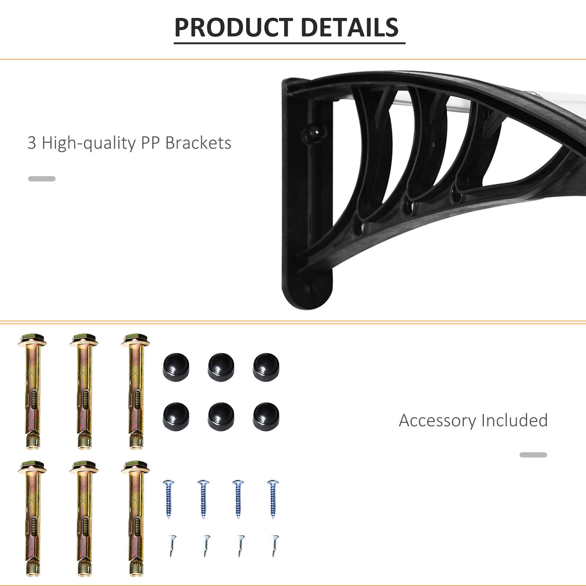 Black canopy wall bracket with included mounting hardware