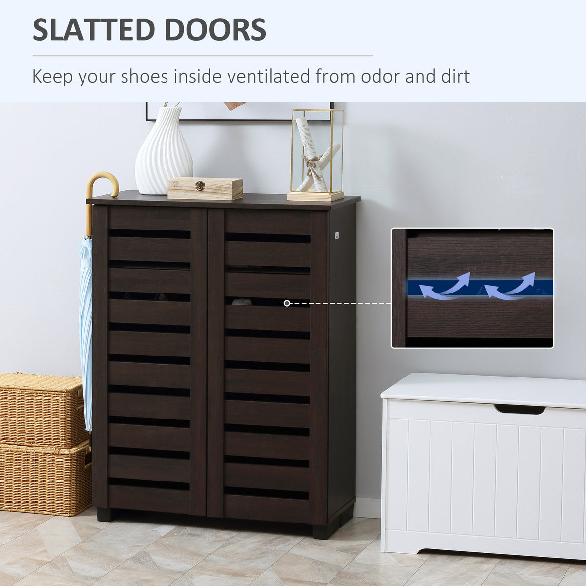 HOMCOM 15 Shoe Storage Cabinet - Wood-Effect