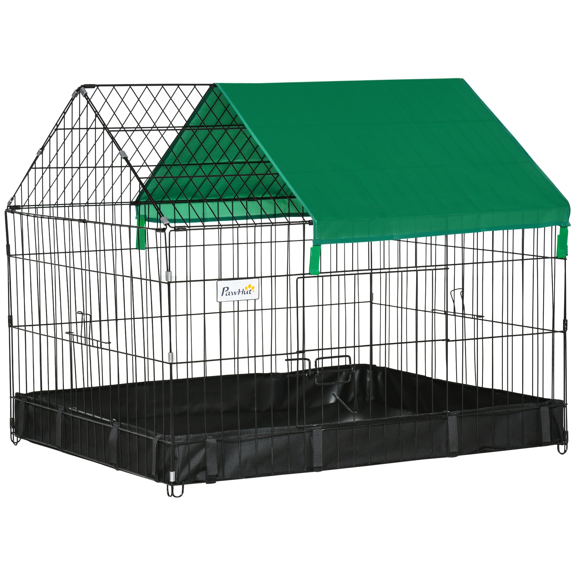 Photo of PawHut Rabbit Cage Guinea Pig Playpen Small Animal House for Kitties Puppies, w/ Water Proof Oxford Roof Floor 90 x 75 x 75 cm in cm colour on a white background