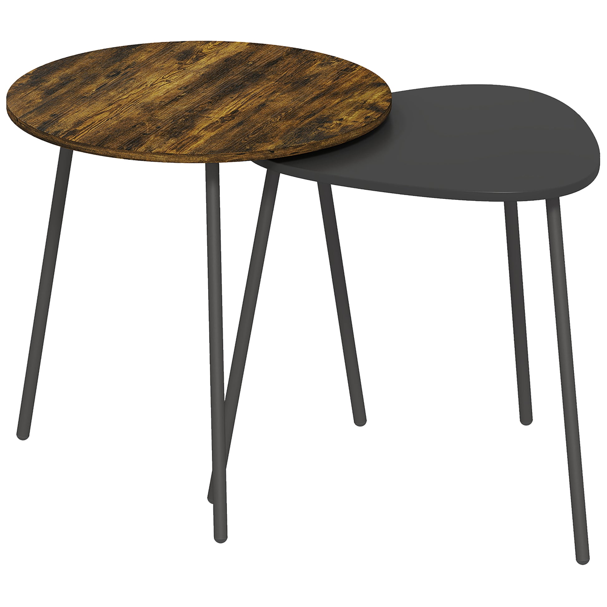 Photo of HOMCOM Nesting Side Table Set of 2 - Rustic Brown in Brown colour on a white background