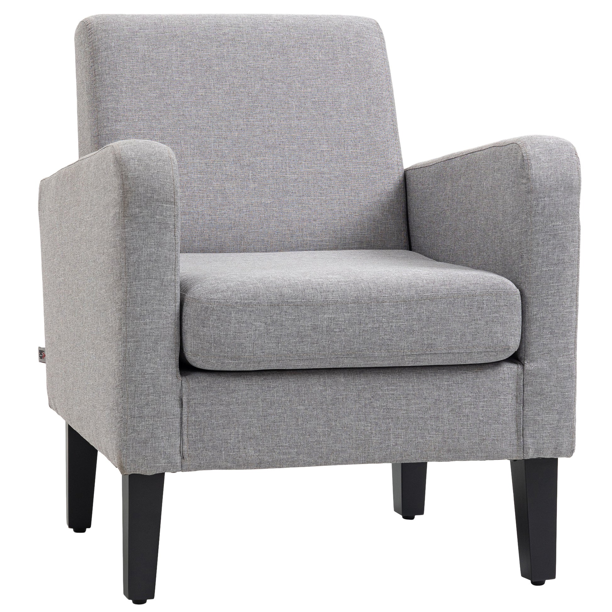 Photo of HOMCOM Linen-Look Boxy Armchair - Light Grey in Grey colour on a white background