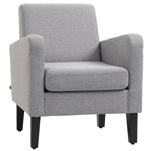 Photo of HOMCOM Linen-Look Boxy Armchair - Light Grey in Grey colour on a white background