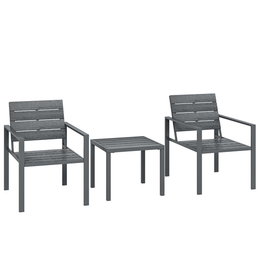 Photo of Outsunny 3 Pieces Garden Bistro Set for 2, Outdoor Bistro Table and Chairs with Metal Frame, Plastic Patio Furniture Set in Set colour on a white background
