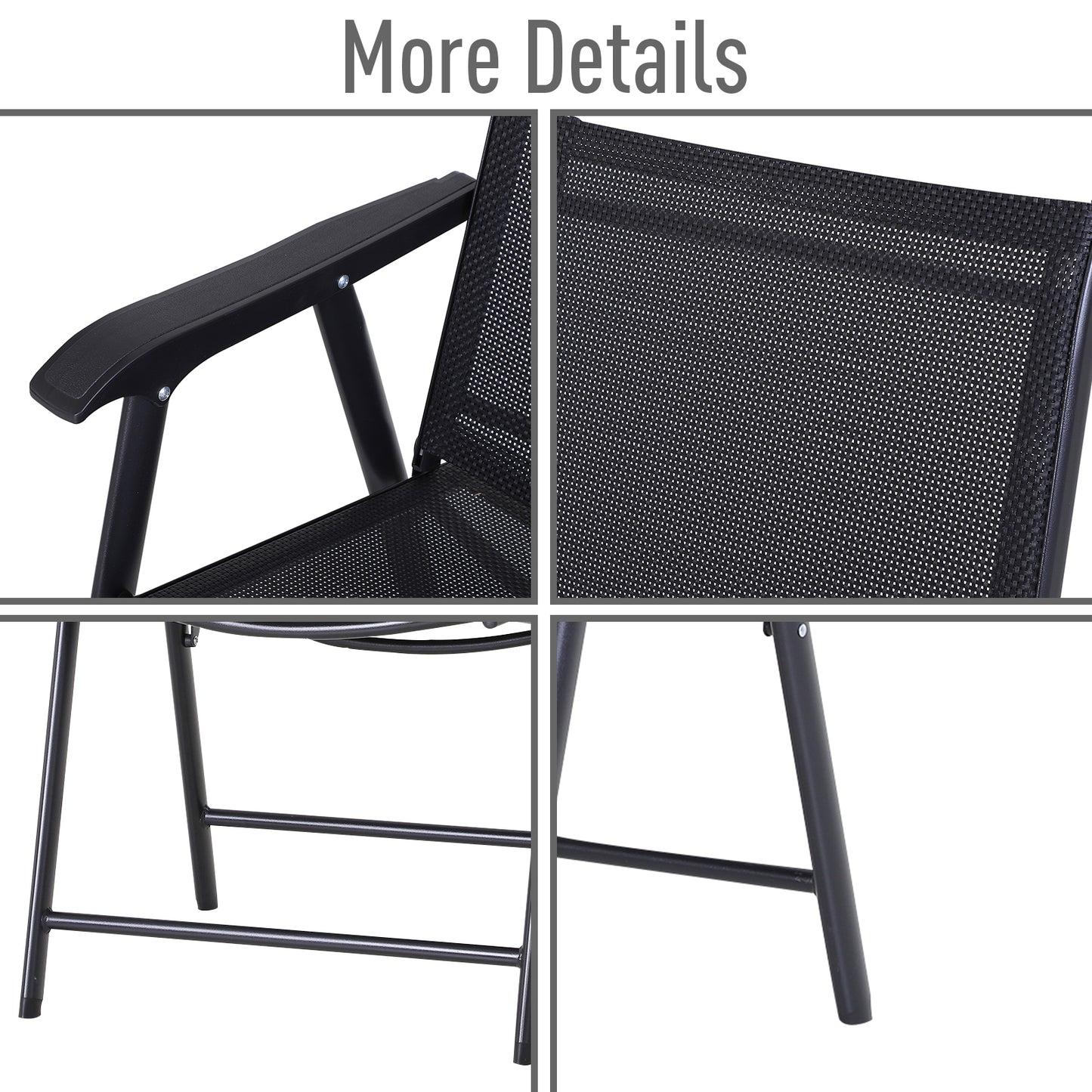 Outsunny Set of Six Folding Garden Chairs - Black