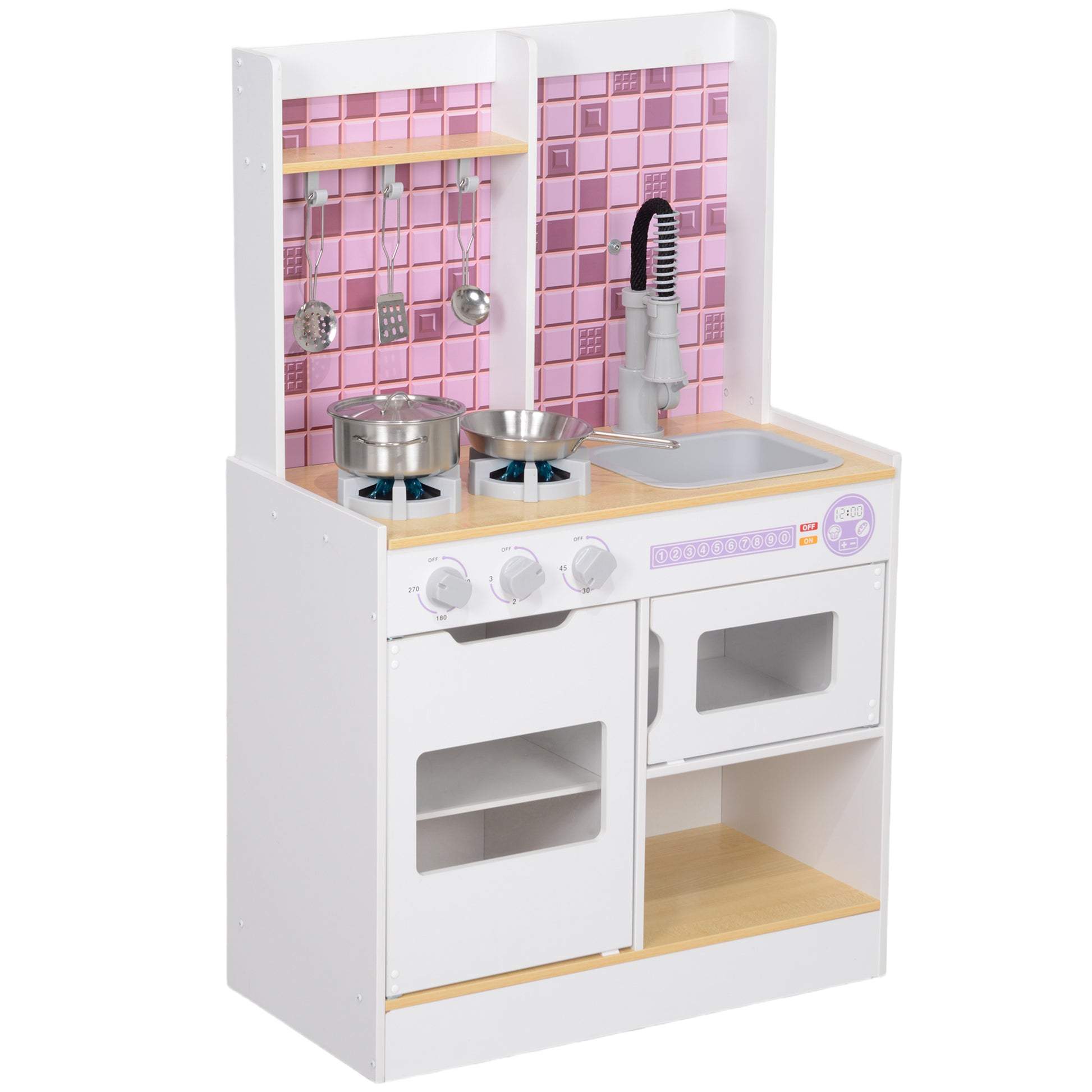 Photo of AIYAPLAY Kids Play Kitchen, Pretend Play Kitchen with Realistic Oven, Stove, Sink, Kitchen, Accessories, White in White colour on a white background