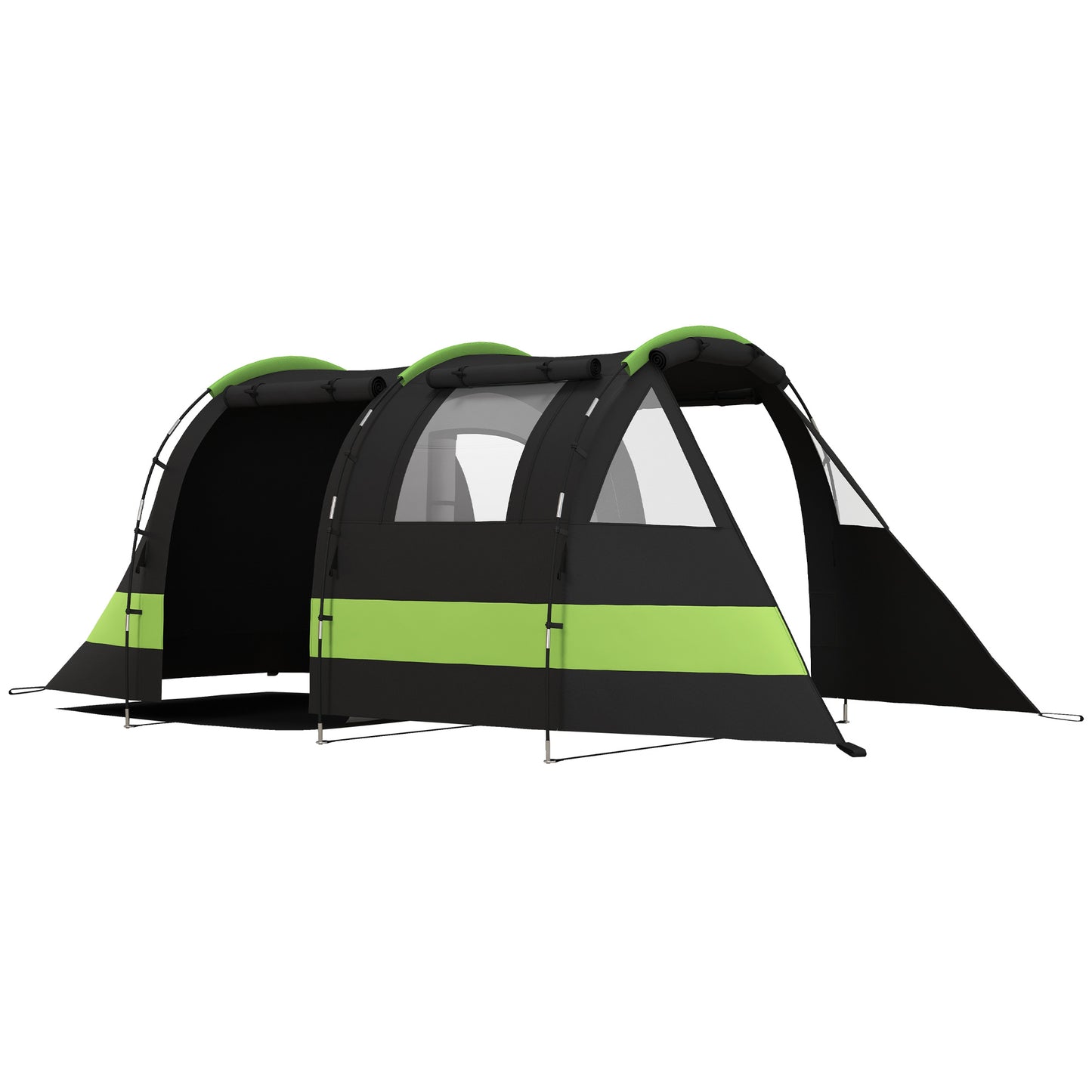 Photo of Outsunny Four Man, Two Room Blackout Tent, with Accessories - Black in Black colour on a white background